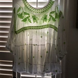 Free people c large gauzey peasant blouse